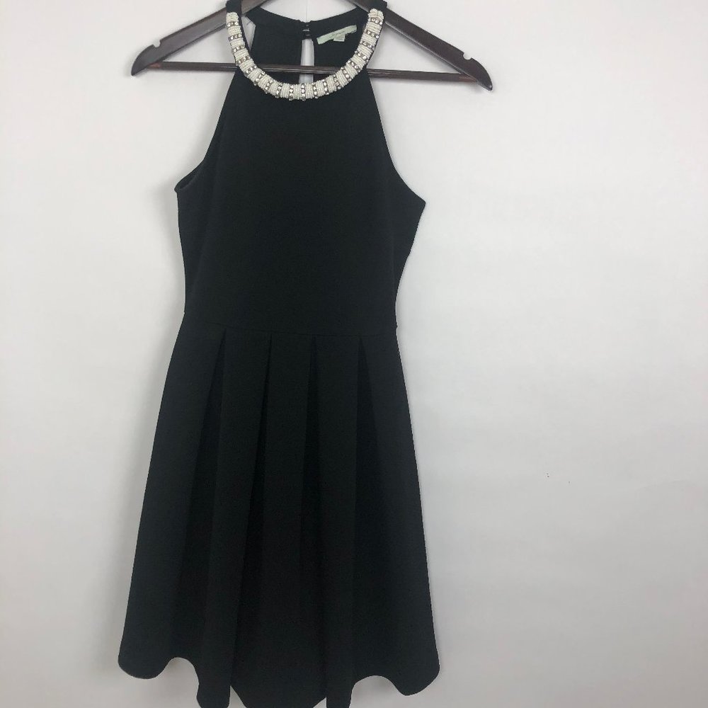 Soprano Pleated Embellished Black Dress Size XS